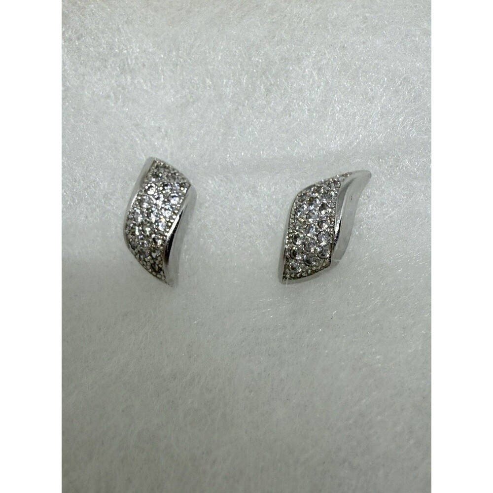 PAJ 925 Sterling Silver Signed CZ Earrings With‎ "S" Design Read Description